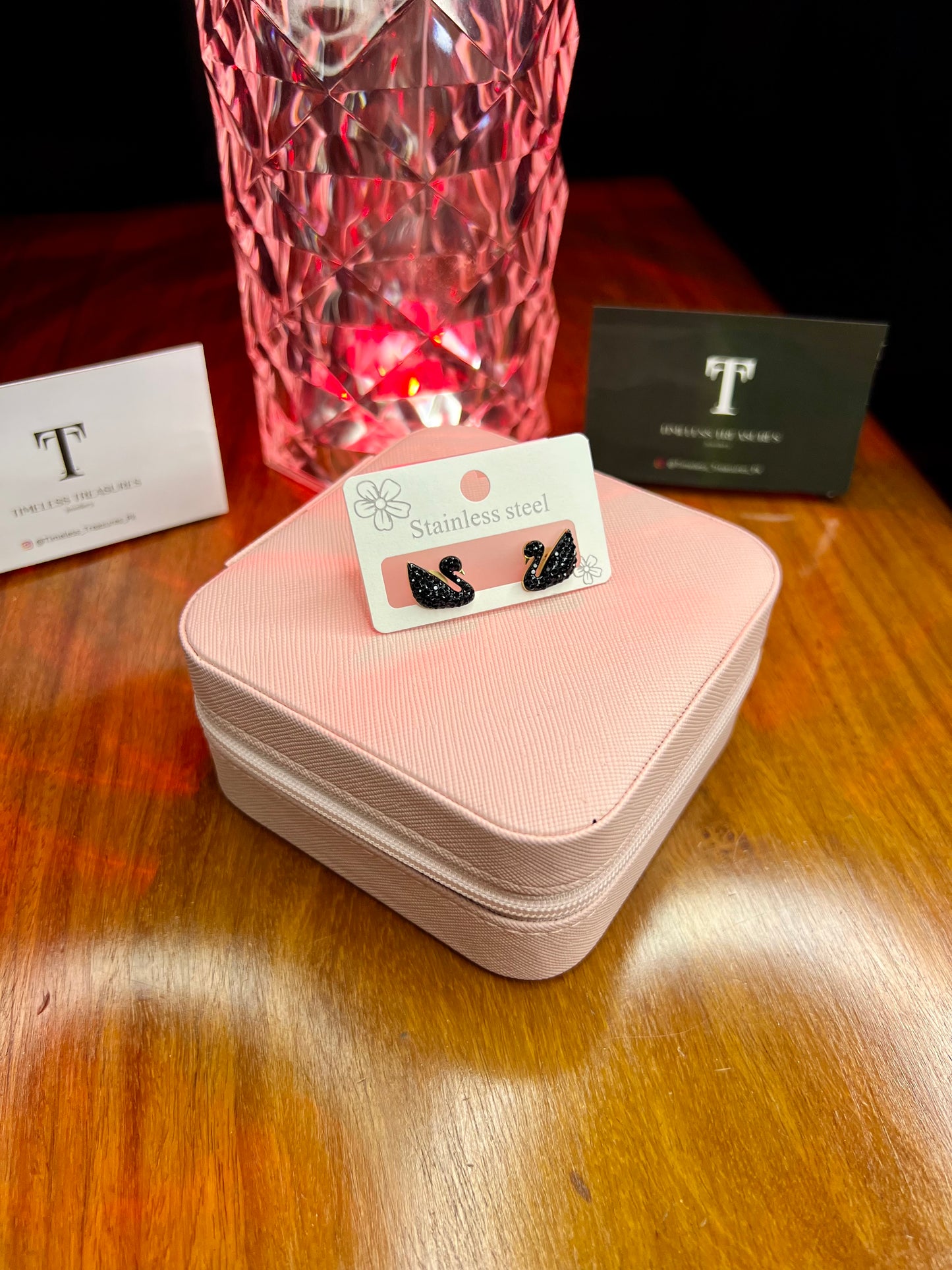 Premium Quality Stainless Steel 18k Black Swan Earrings