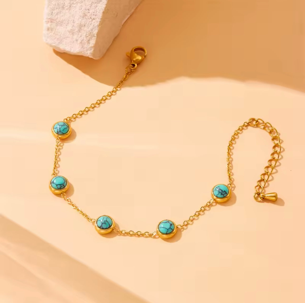 Premium Quality Stainless Steel 18k Blue Pulse 5 Motifs Bracelet