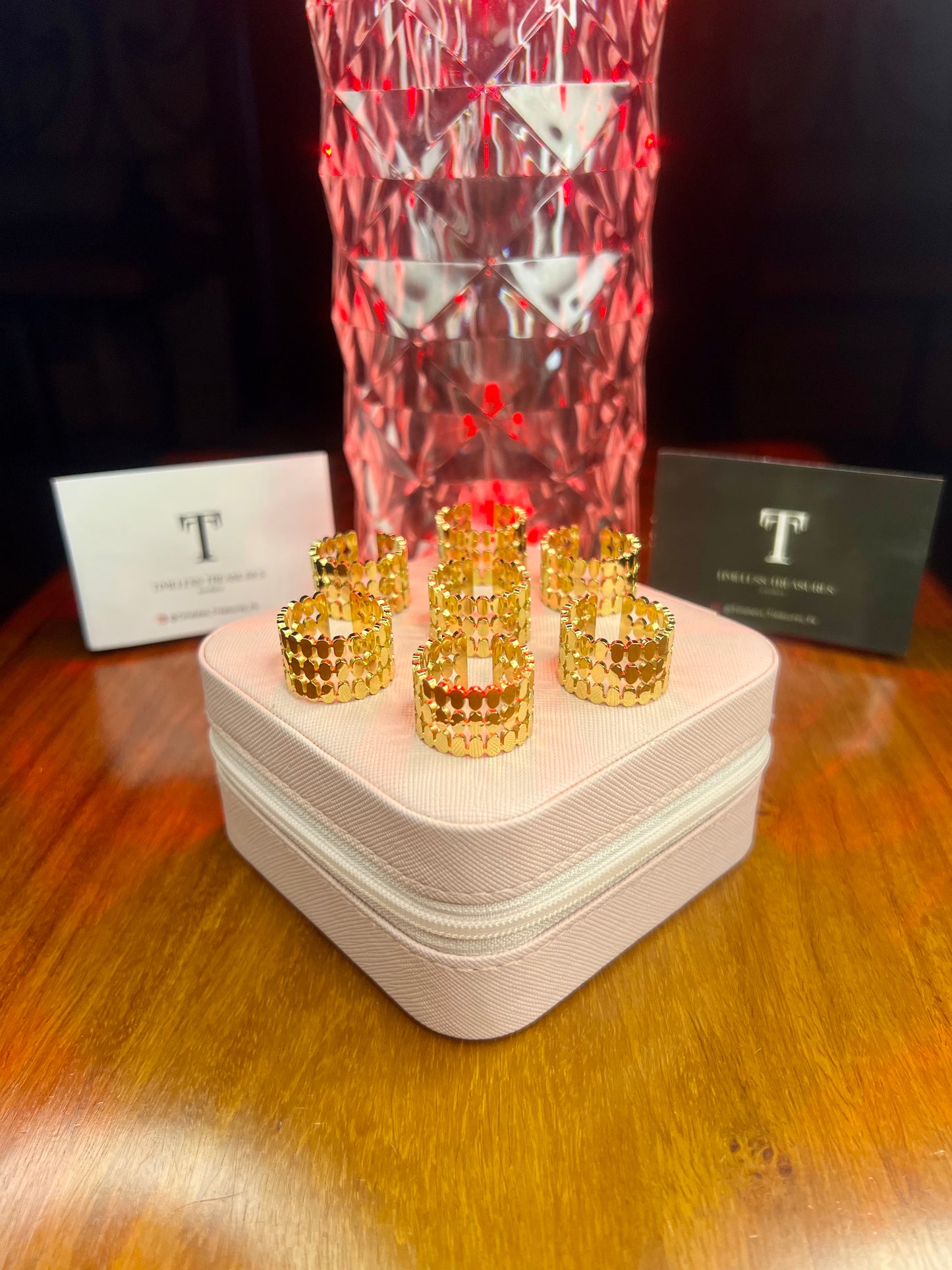 Premium Quality Stainless Steel 18k Triple Layer Textured Gold Ring