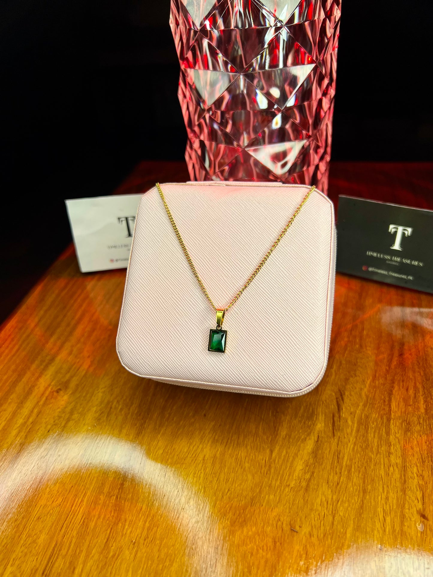 Premium Quality Stainless Steel 18k Emerald Square Pendant