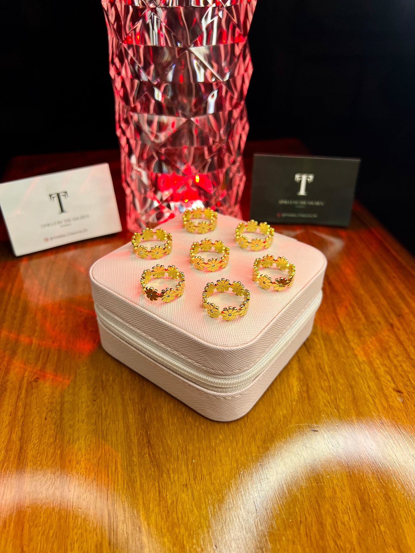 Premium Quality Stainless Steel 18k Blossom Stone Ring