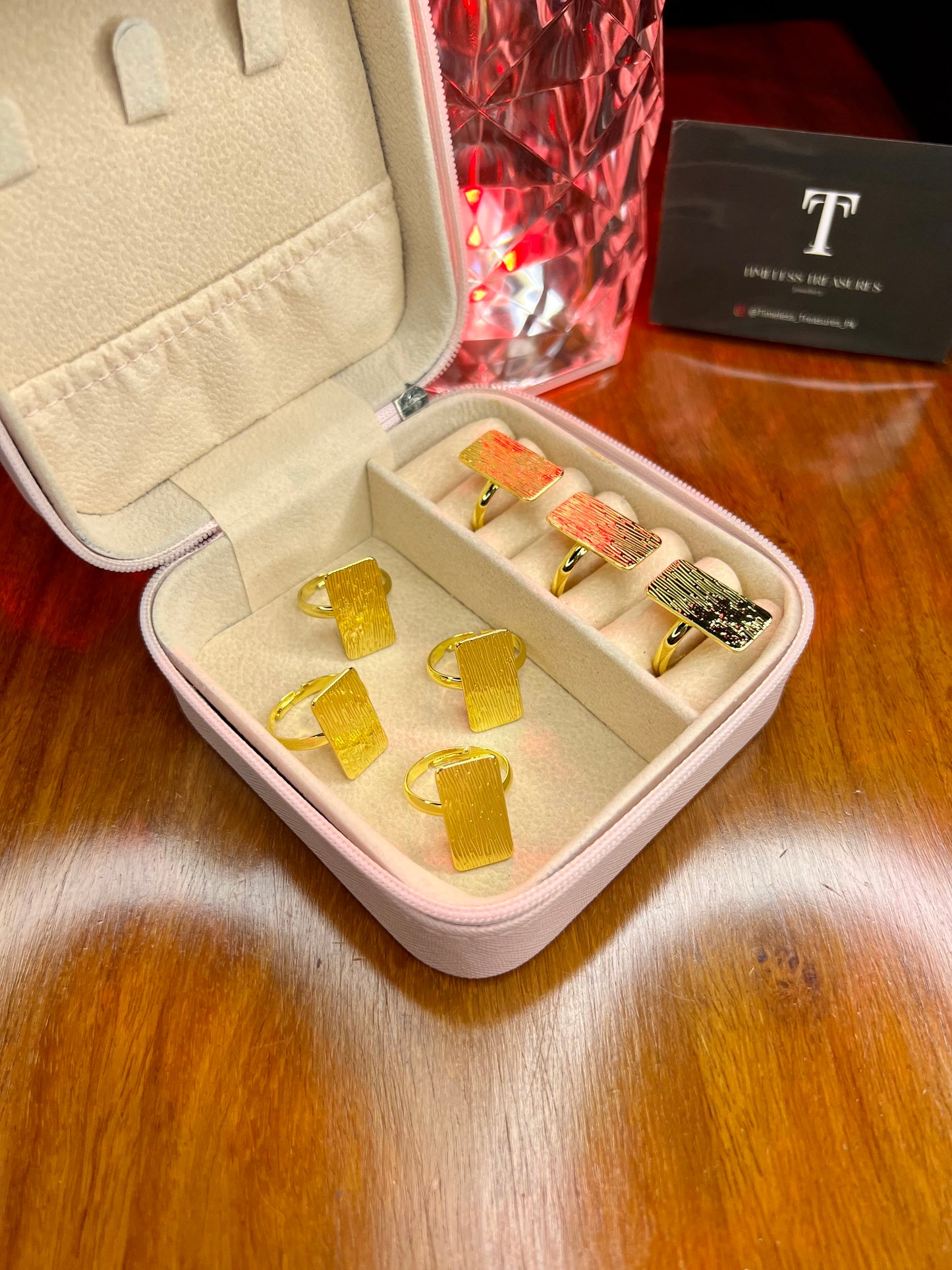 Premium Quality Stainless Steel 18k Textured Tag Ring