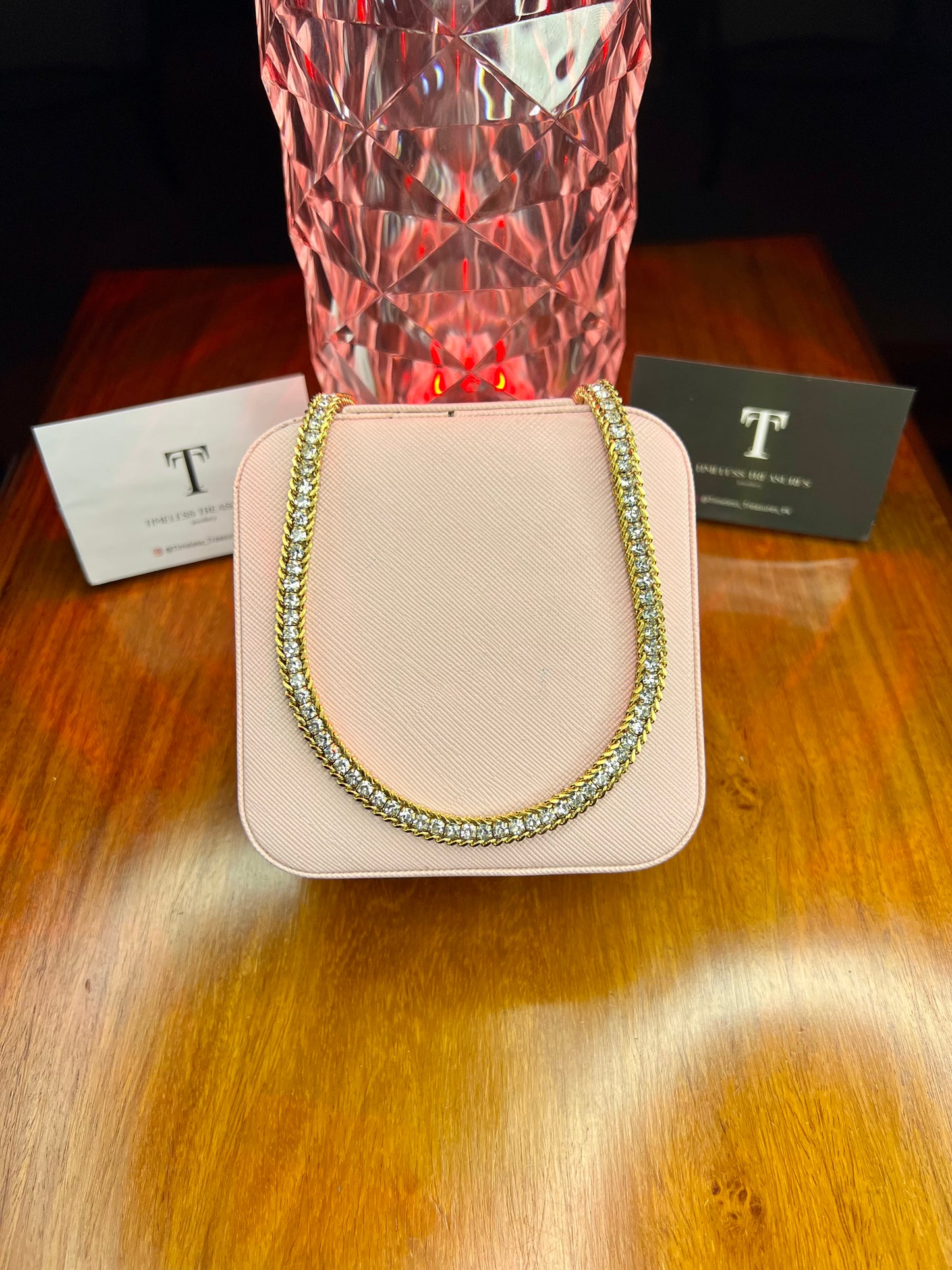 Premium Quality Stainless Steel 18k Luxury Stone Studded Necklace