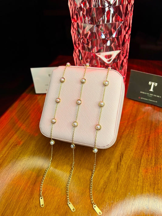 Premium Quality Stainless Steel 18k 5 Motifs Pearl Bracelet