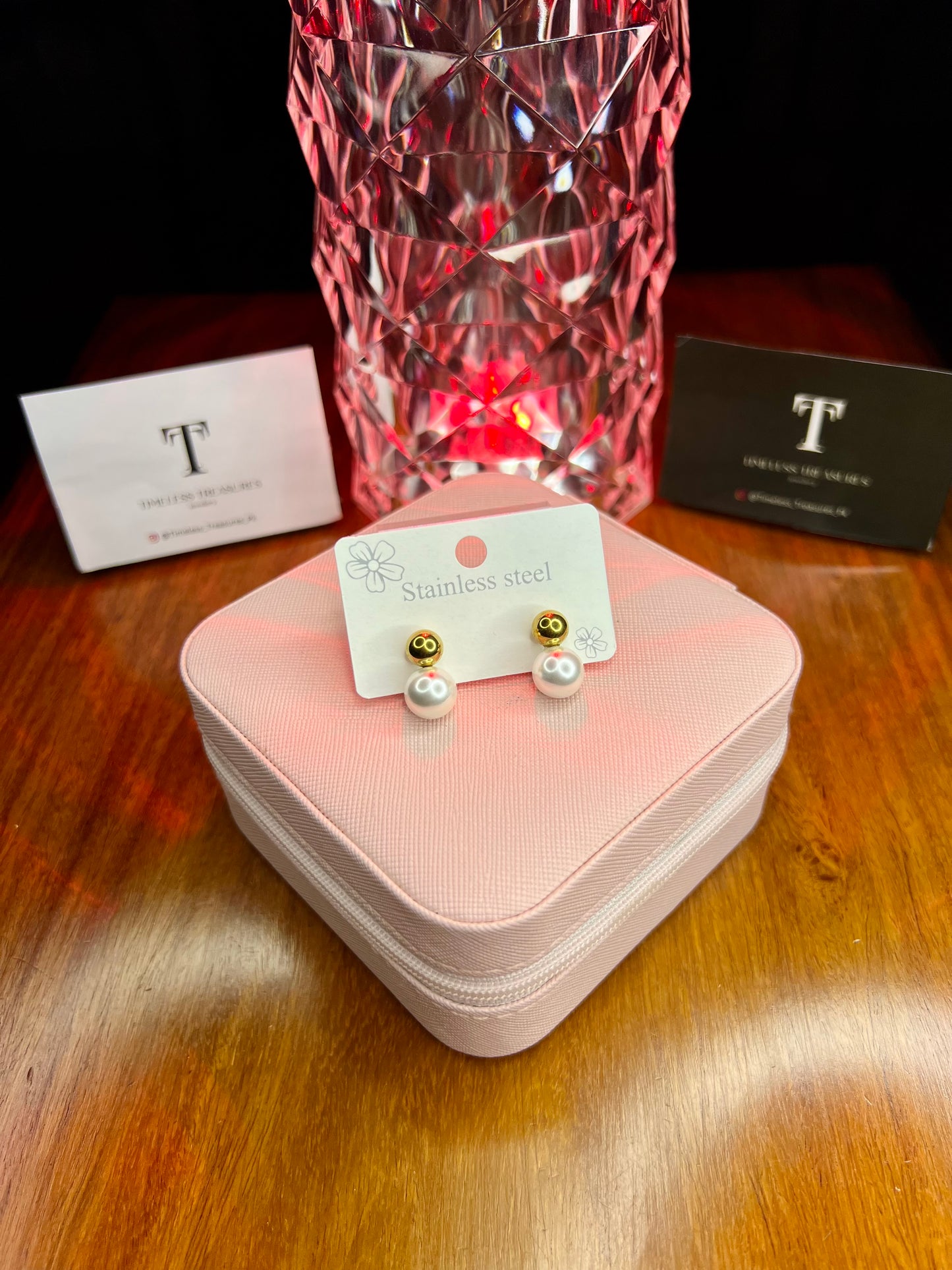 Premium Quality Stainless Steel 18k Pearl Drop Gold Earrings