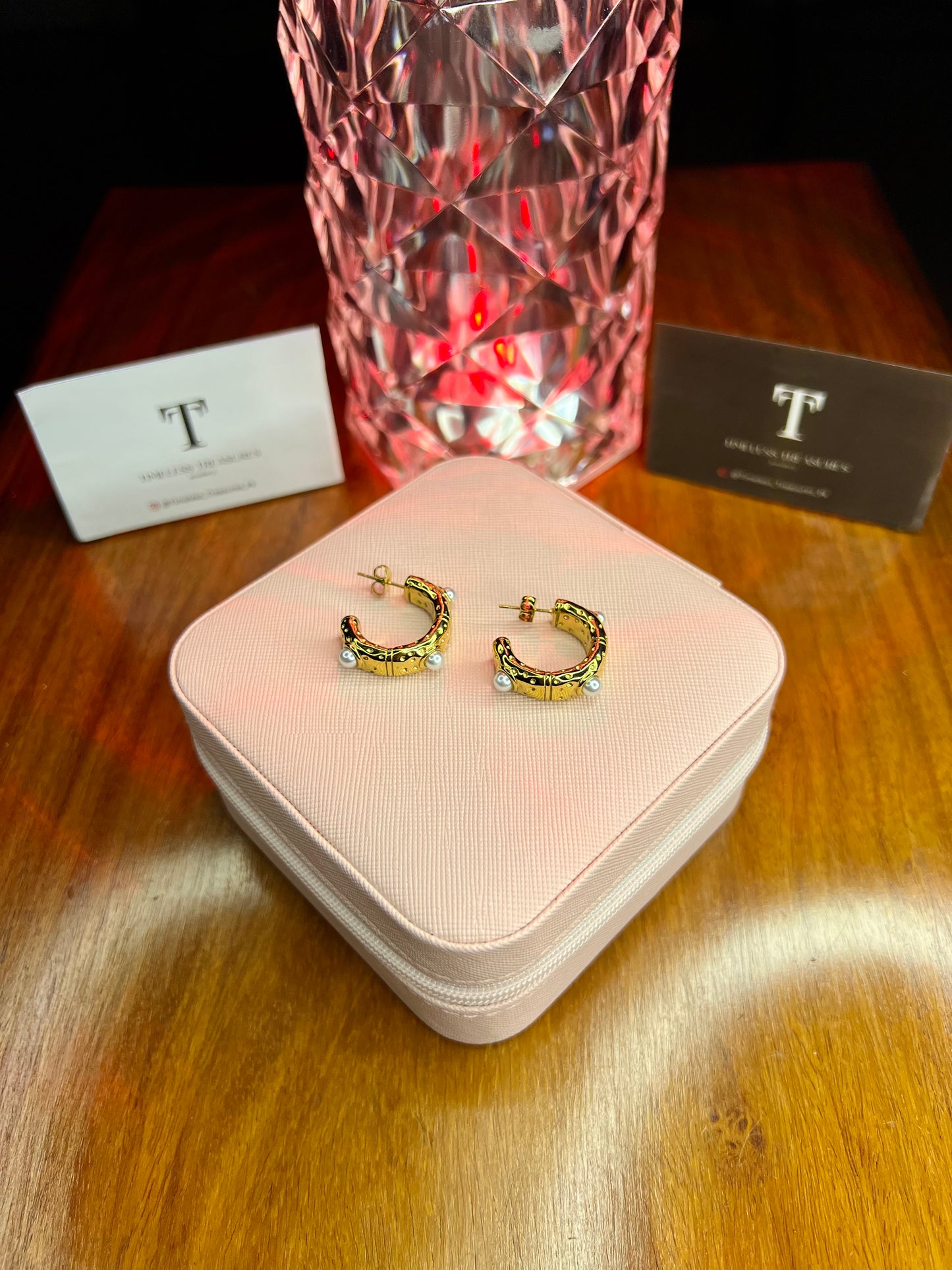 Premium Quality Stainless Steel 18k Pearl Gold Luxury Hoops