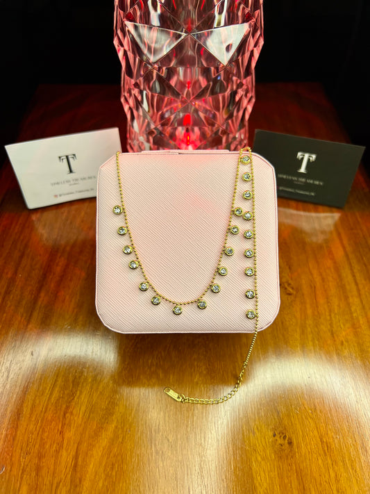 Premium Quality Stainless Steel 18k MoonStone Necklace Earring Set