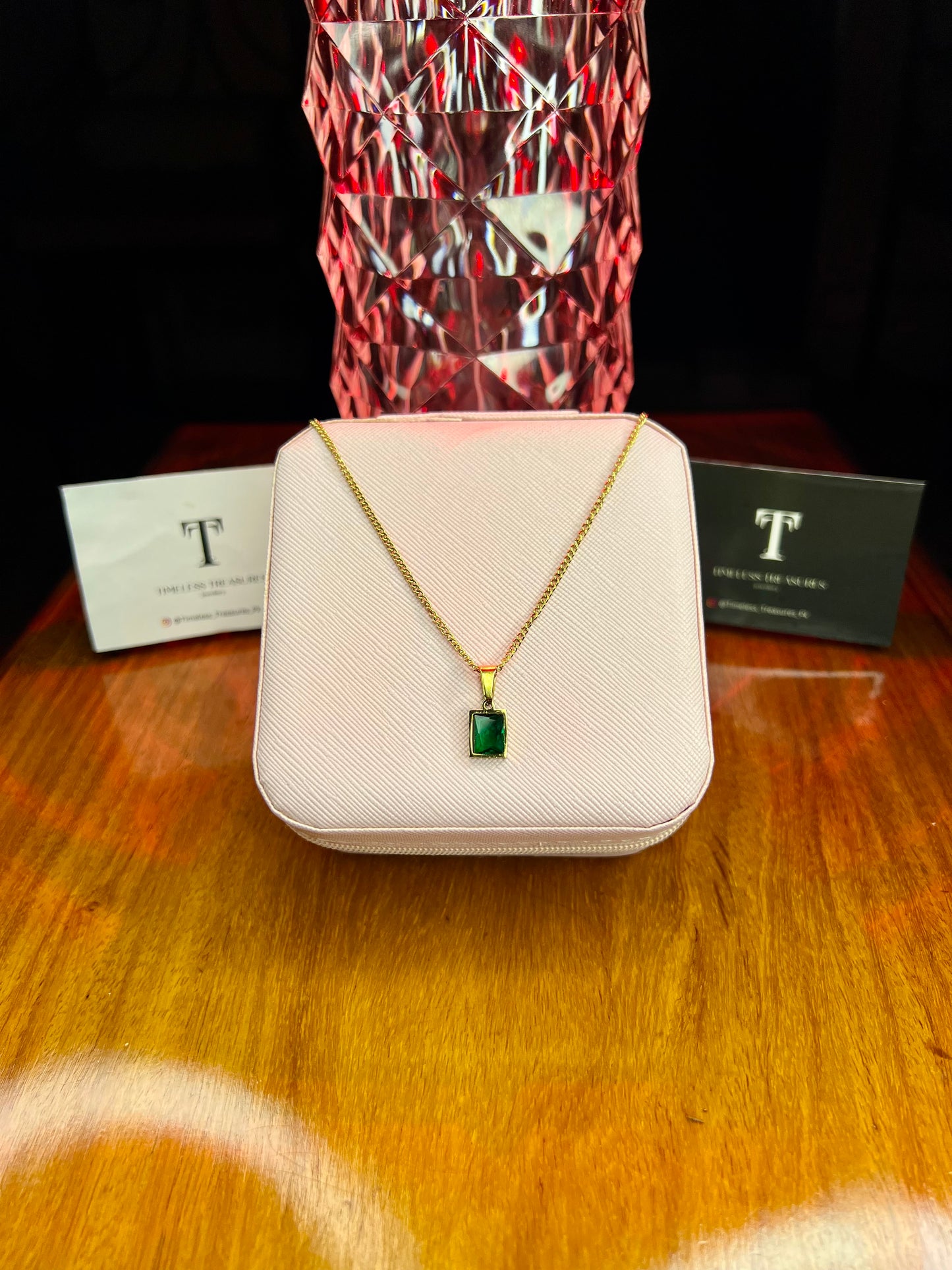 Premium Quality Stainless Steel 18k Emerald Square Pendant