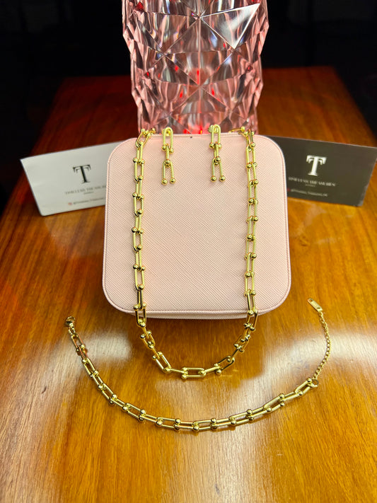 Premium Quality Stainless Steel 18k Chain Link 3pc Set