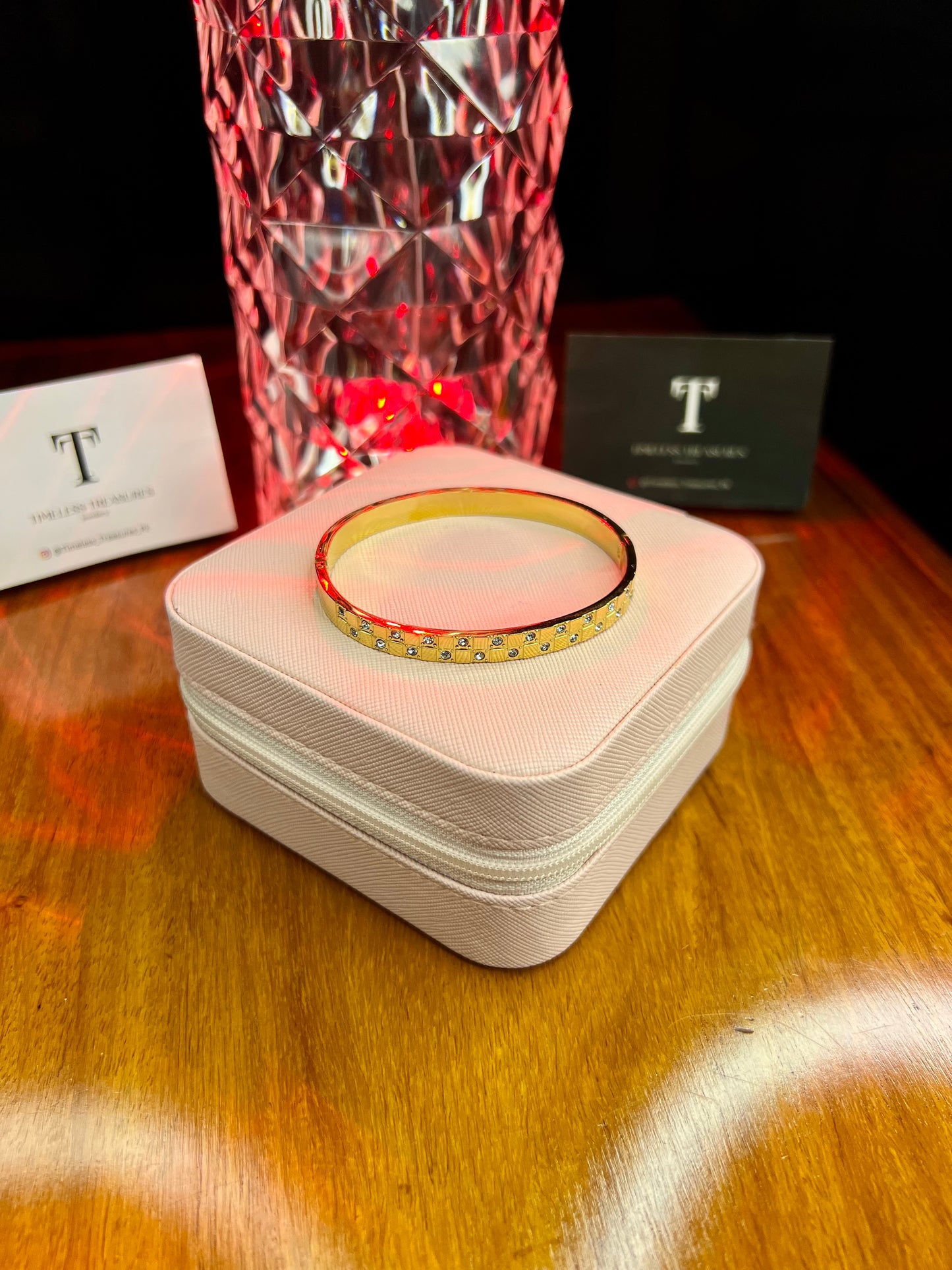 Premium Quality Stainless Steel 18k Crystal Bloom Bangle