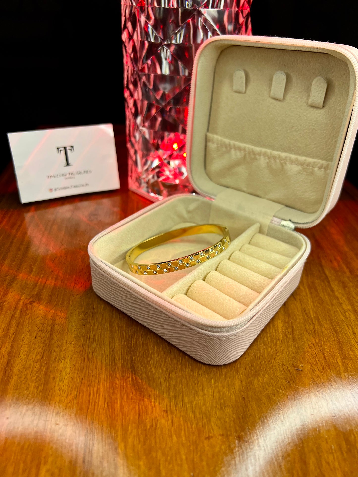 Premium Quality Stainless Steel 18k Crystal Bloom Bangle