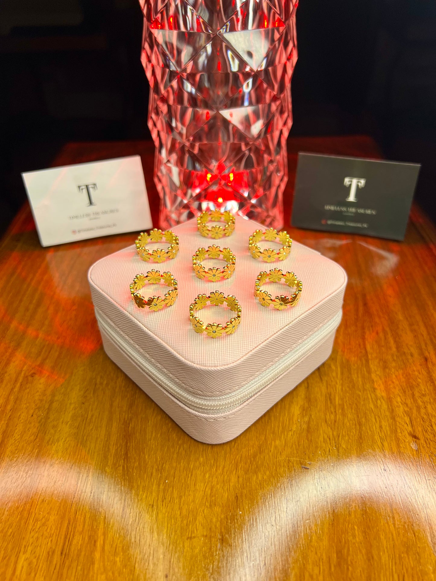 Premium Quality Stainless Steel 18k Blossom Stone Ring