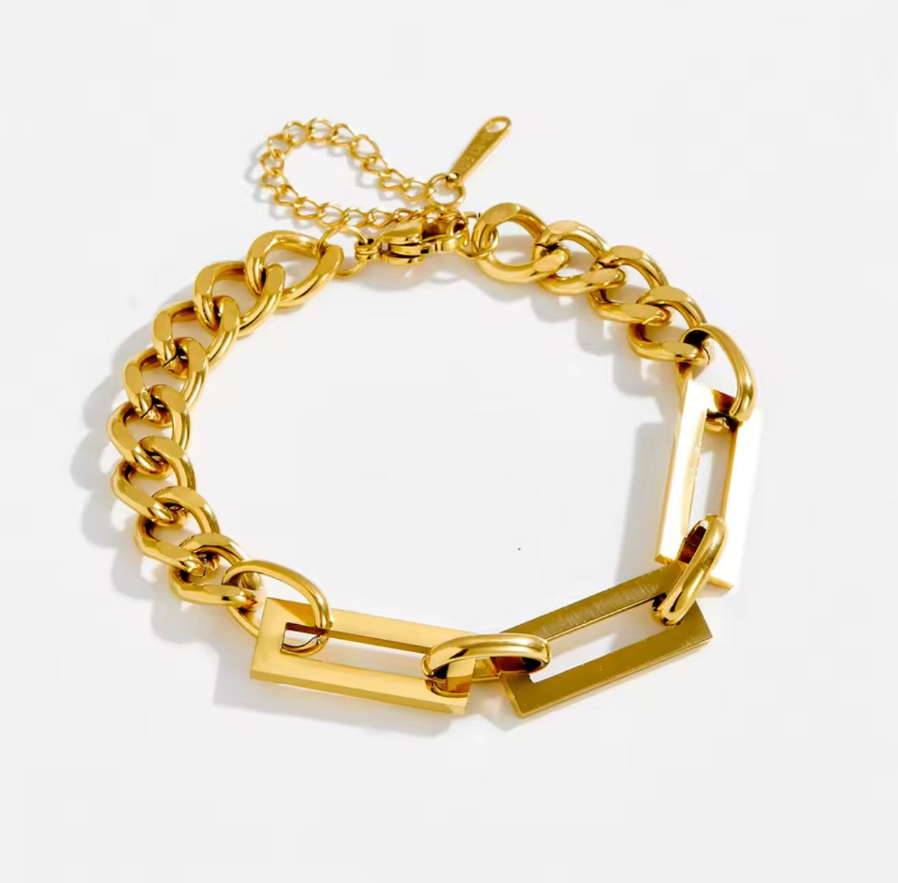 Premium Quality Stainless Steel 18k Gold Square Link Chain Bracelet