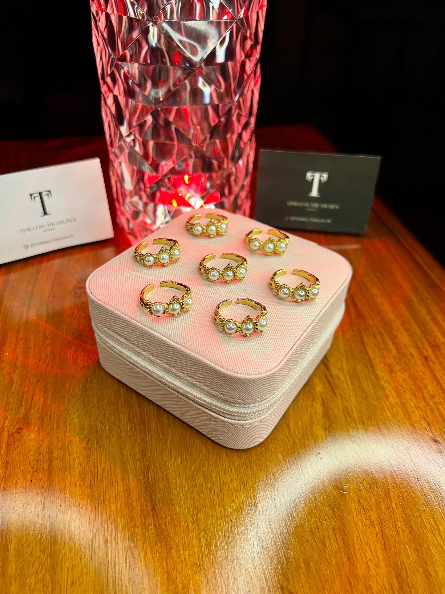 Premium Quality Stainless Steel 18k Pearl Gold Crown Ring