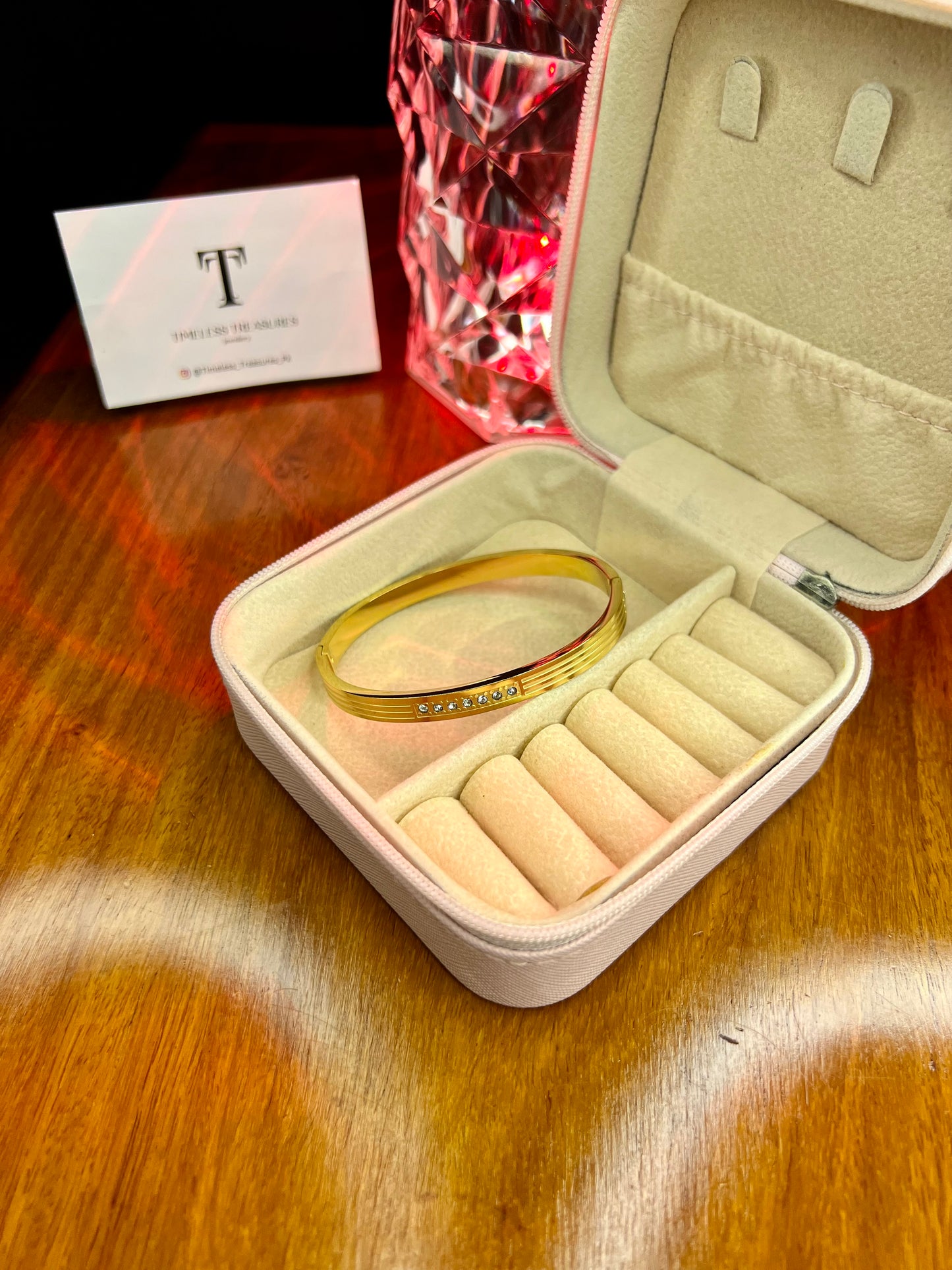 Premium Quality Stainless Steel 18k Stone Symphony Bangle