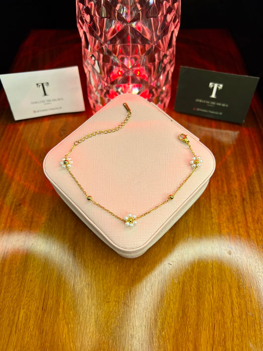 Premium Quality Stainless Steel 18k White Bloom Bracelet