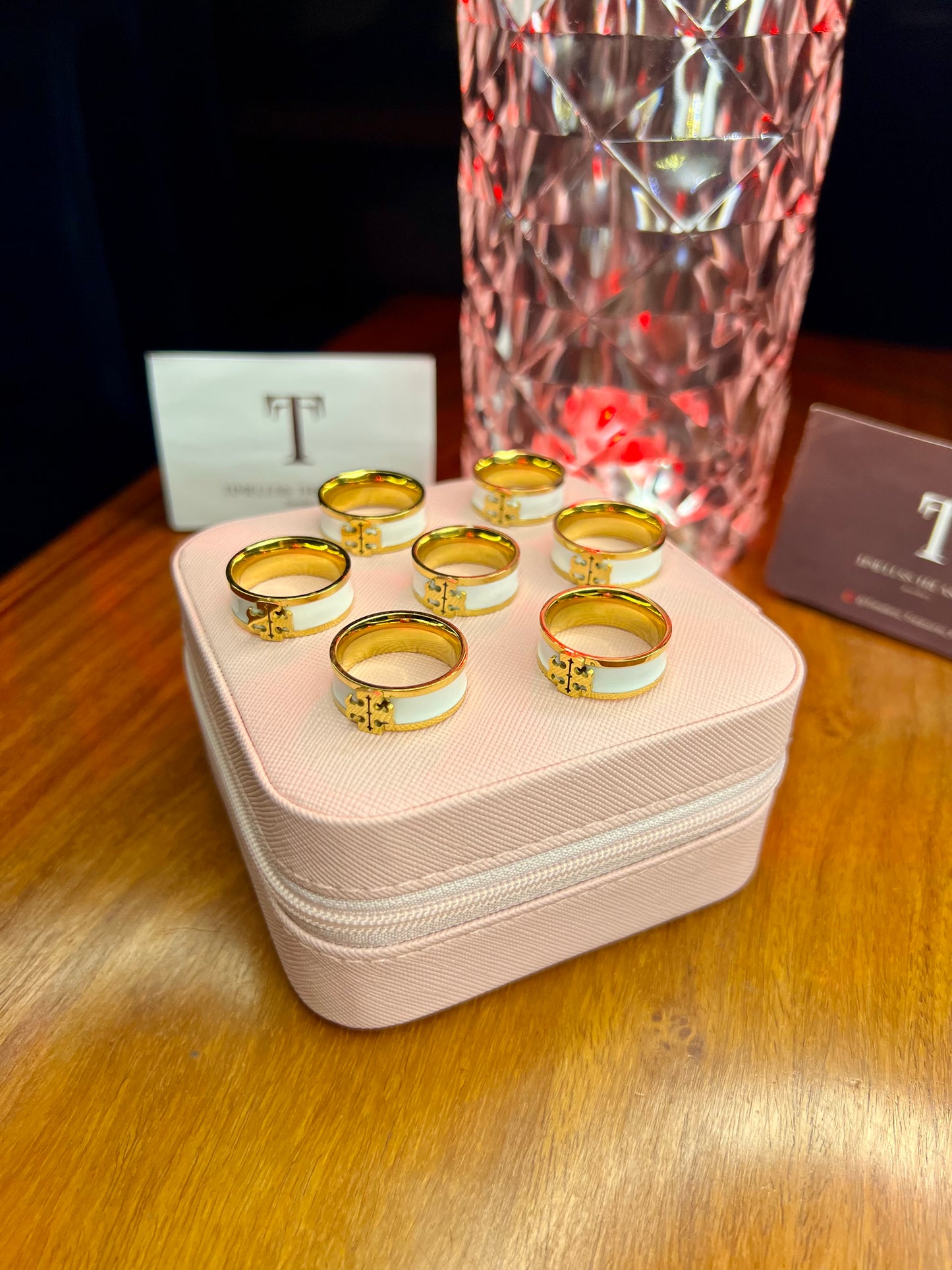 Premium Quality Stainless Steel 18k Tory White Luxury Ring