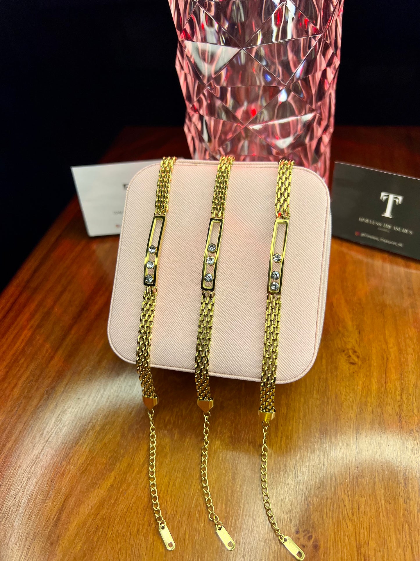 Premium Quality Stainless Steel 18k Stone Mesh Bracelet