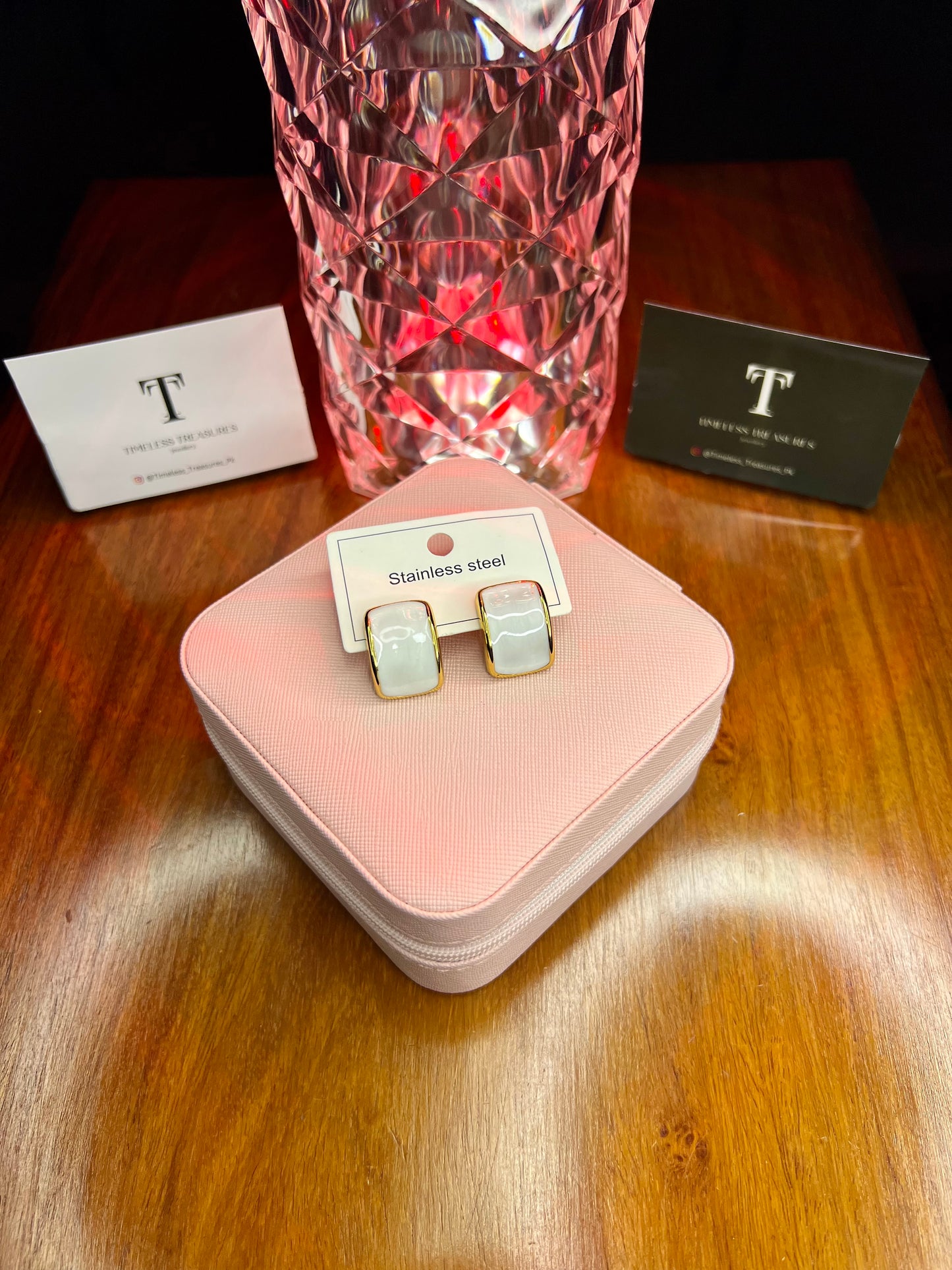 Premium Quality Stainless Steel 18k White Enamel EarStuds