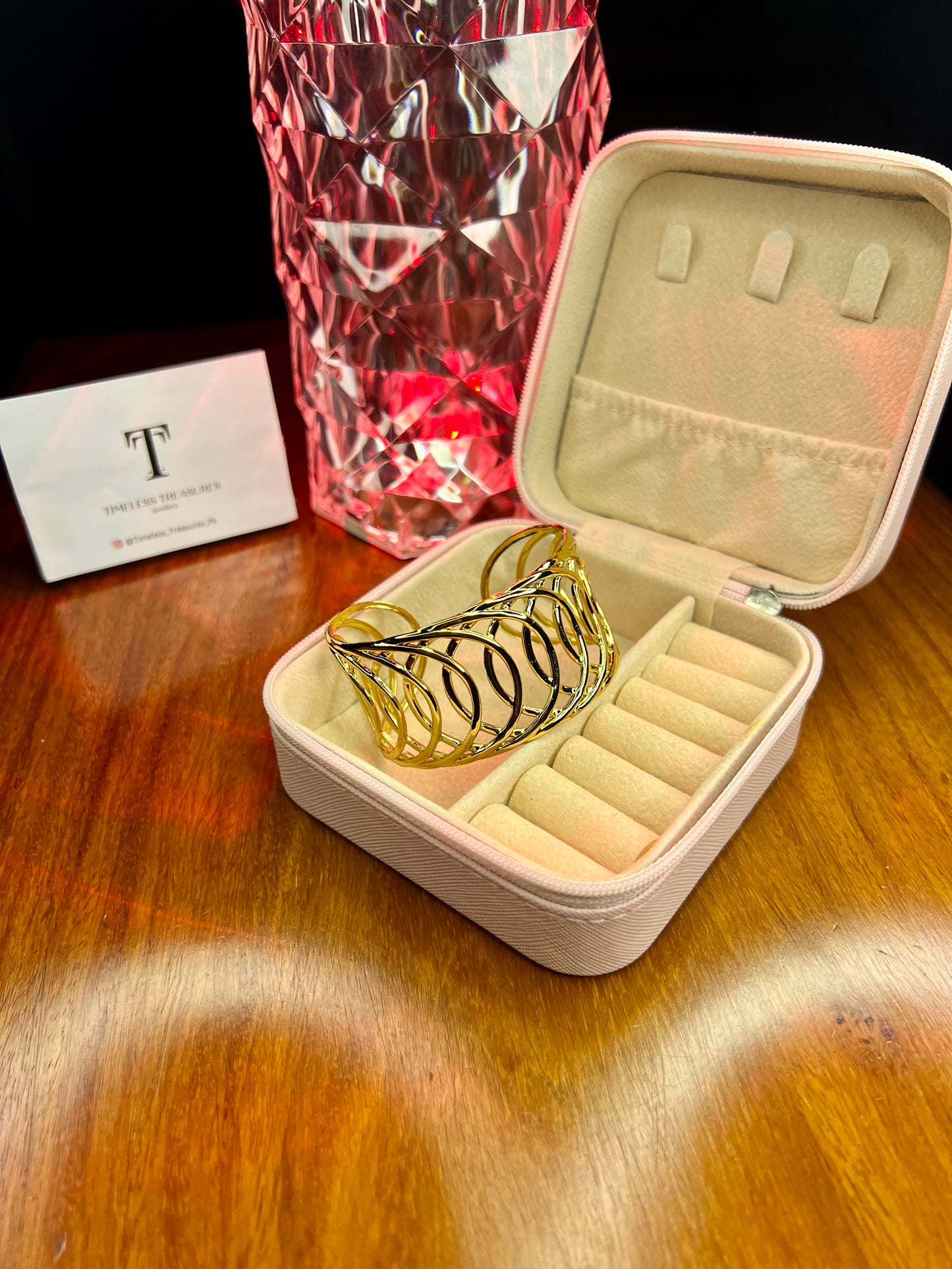 Premium Quality Stainless Steel 18k Linked Open Cuff