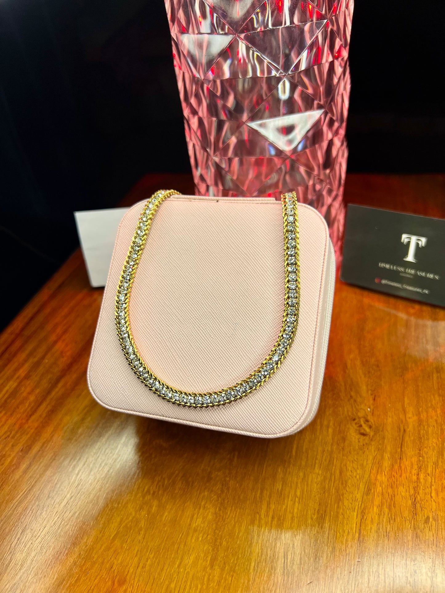 Premium Quality Stainless Steel 18k Luxury Stone Studded Necklace