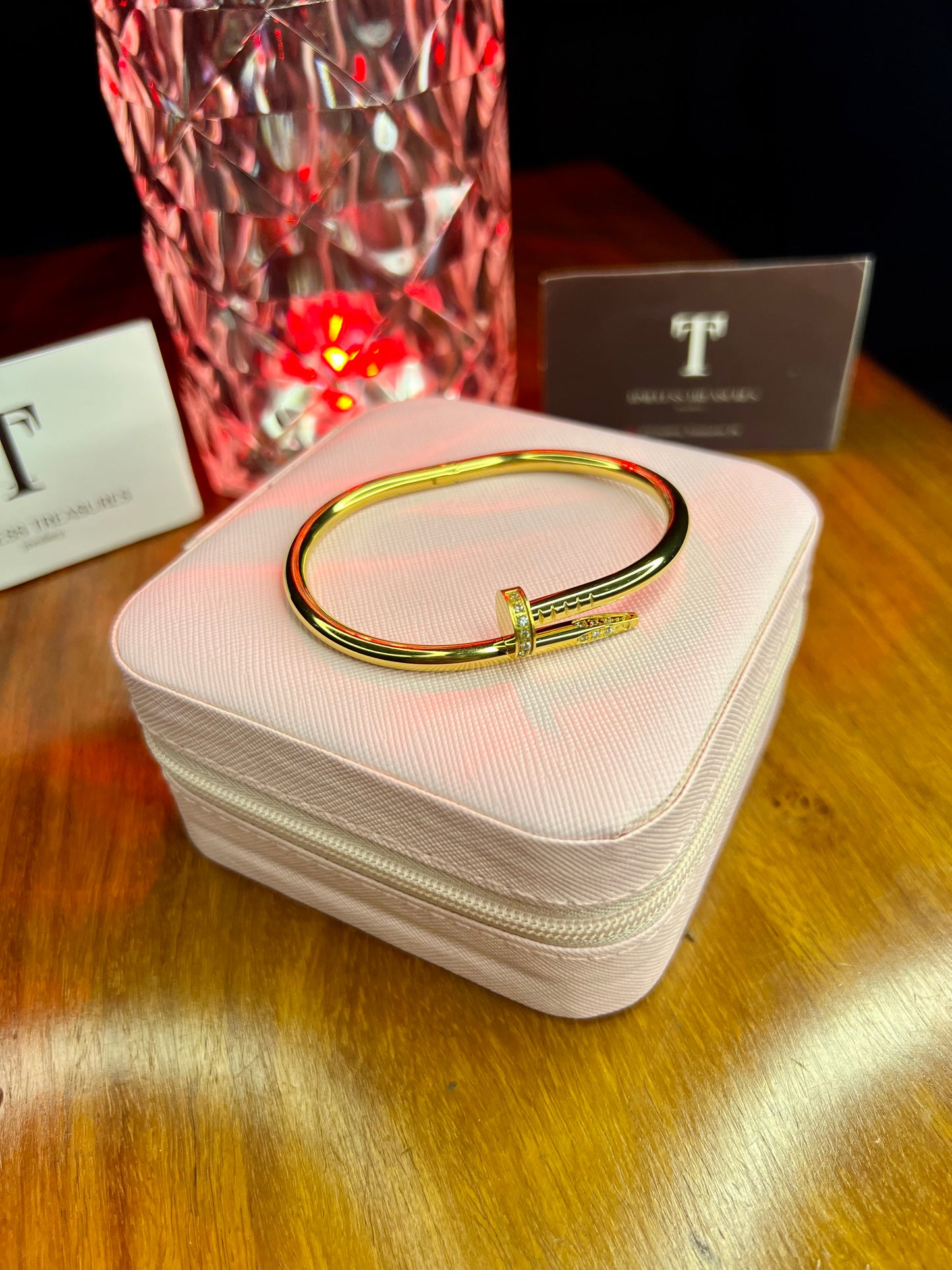 Premium Quality Stainless Steel 18k Rhinestone Nail Bangle