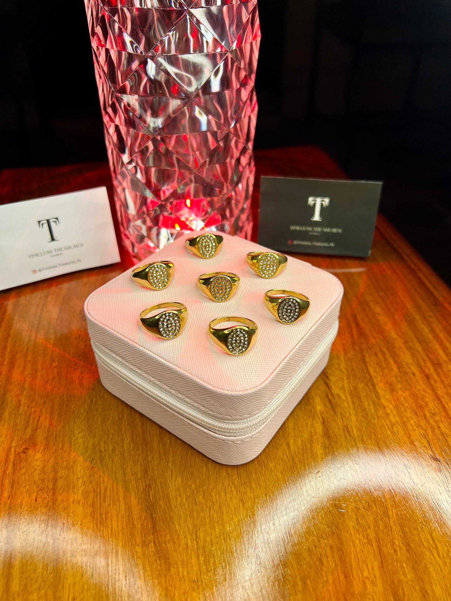 Premium Quality Stainless Steel 18k Golden Gem Ring