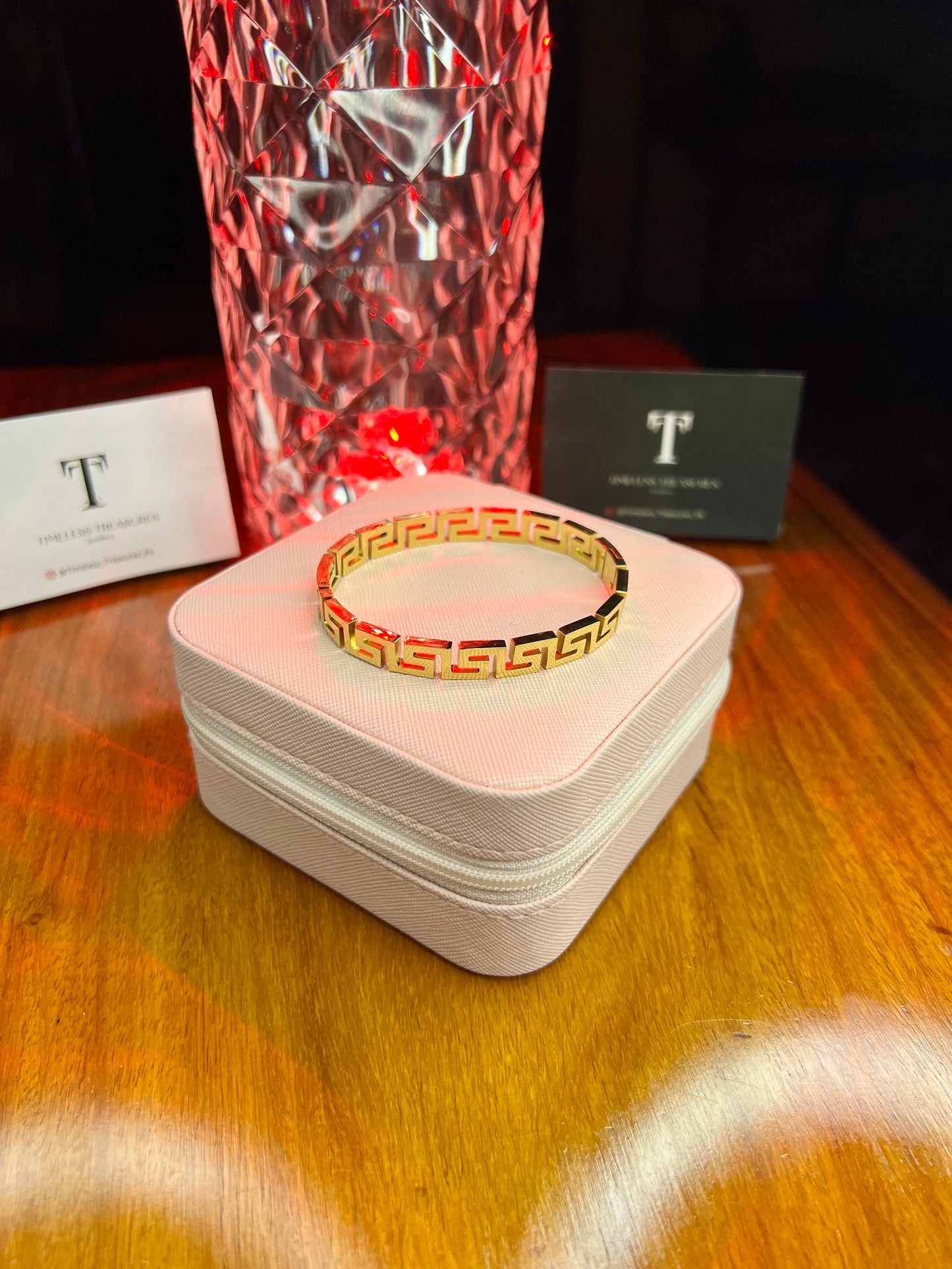 Premium Quality Stainless Steel 18k Golden Maze Greek Bangle