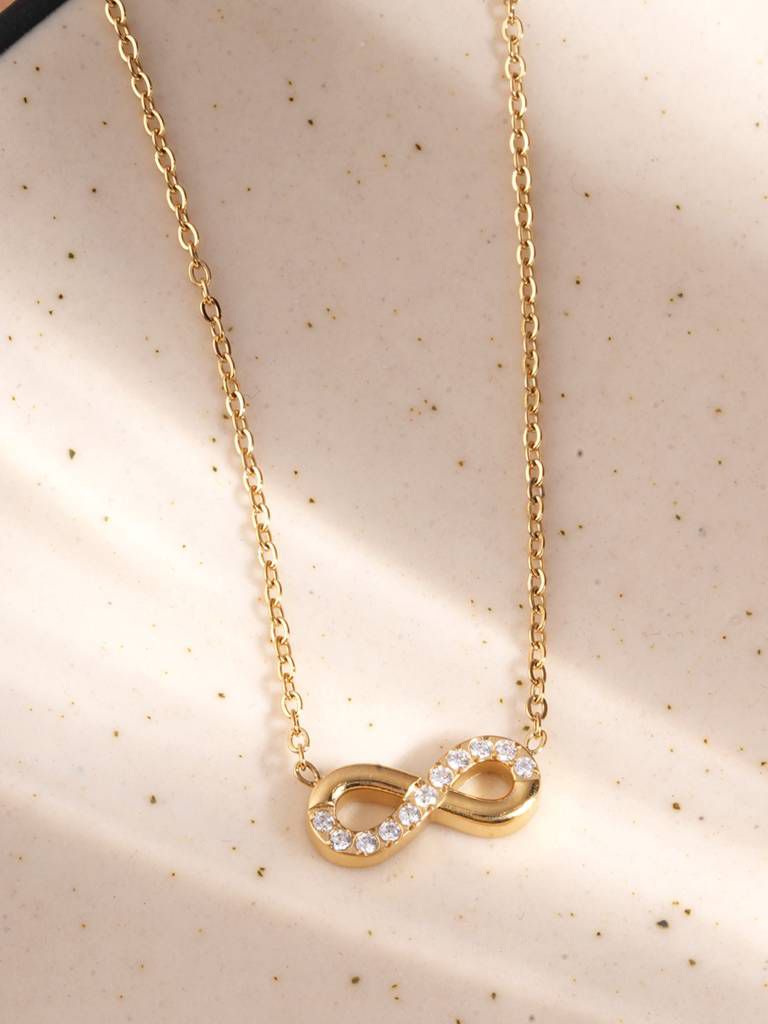 Premium Quality Stainless Steel 18k Infinity Stone Necklace